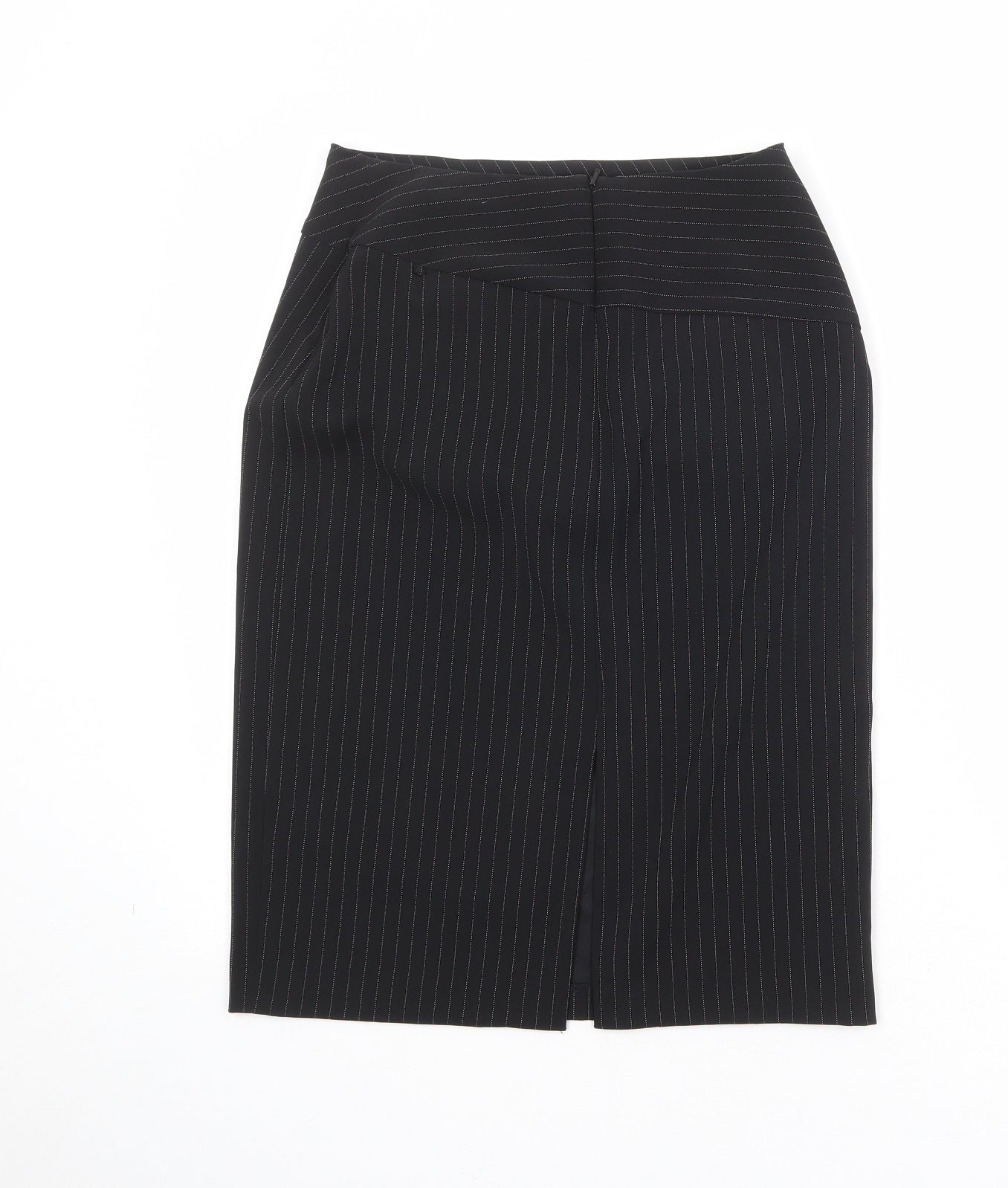 For Women Womens Black Striped Polyester Straight & Pencil Skirt Size 10 Zip