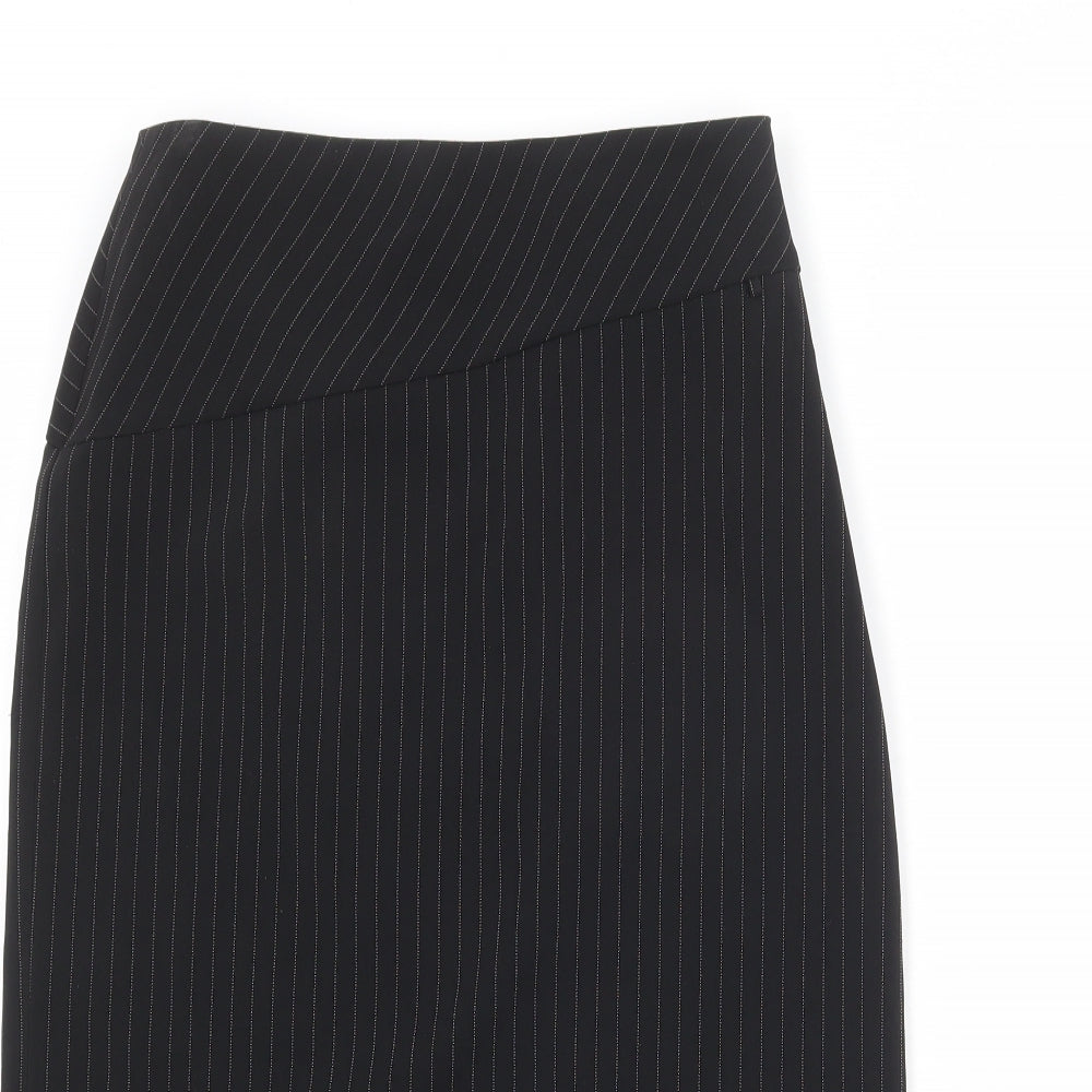 For Women Womens Black Striped Polyester Straight & Pencil Skirt Size 10 Zip