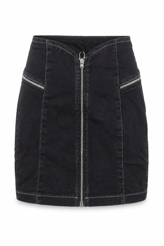 Nasty Gal Womens Black Cotton A-Line Skirt Size 6 Zip