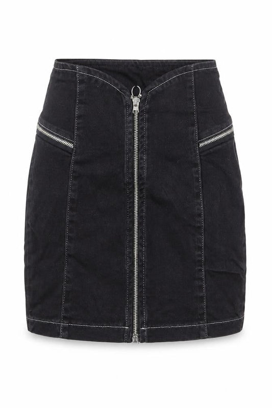 Nasty Gal Womens Black Cotton A-Line Skirt Size 6 Zip