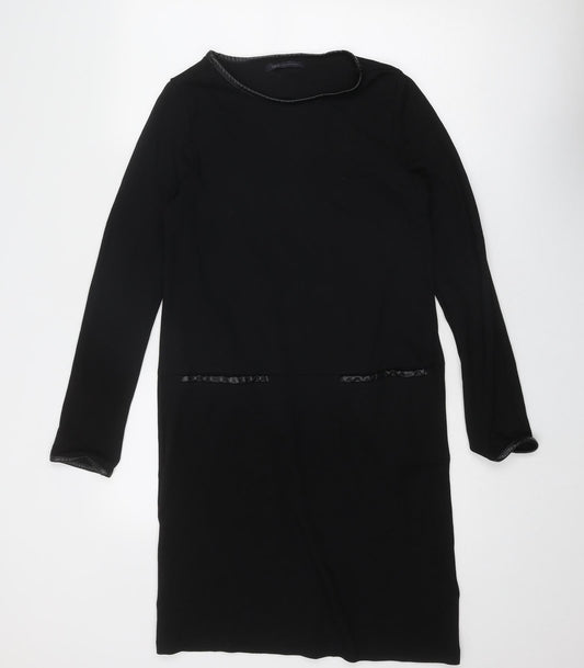 Marks and Spencer Womens Black Viscose A-Line Size 12 Round Neck Pullover