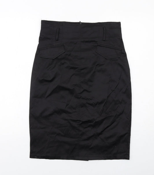 Lucy Womens Black Polyester Straight & Pencil Skirt Size L Zip