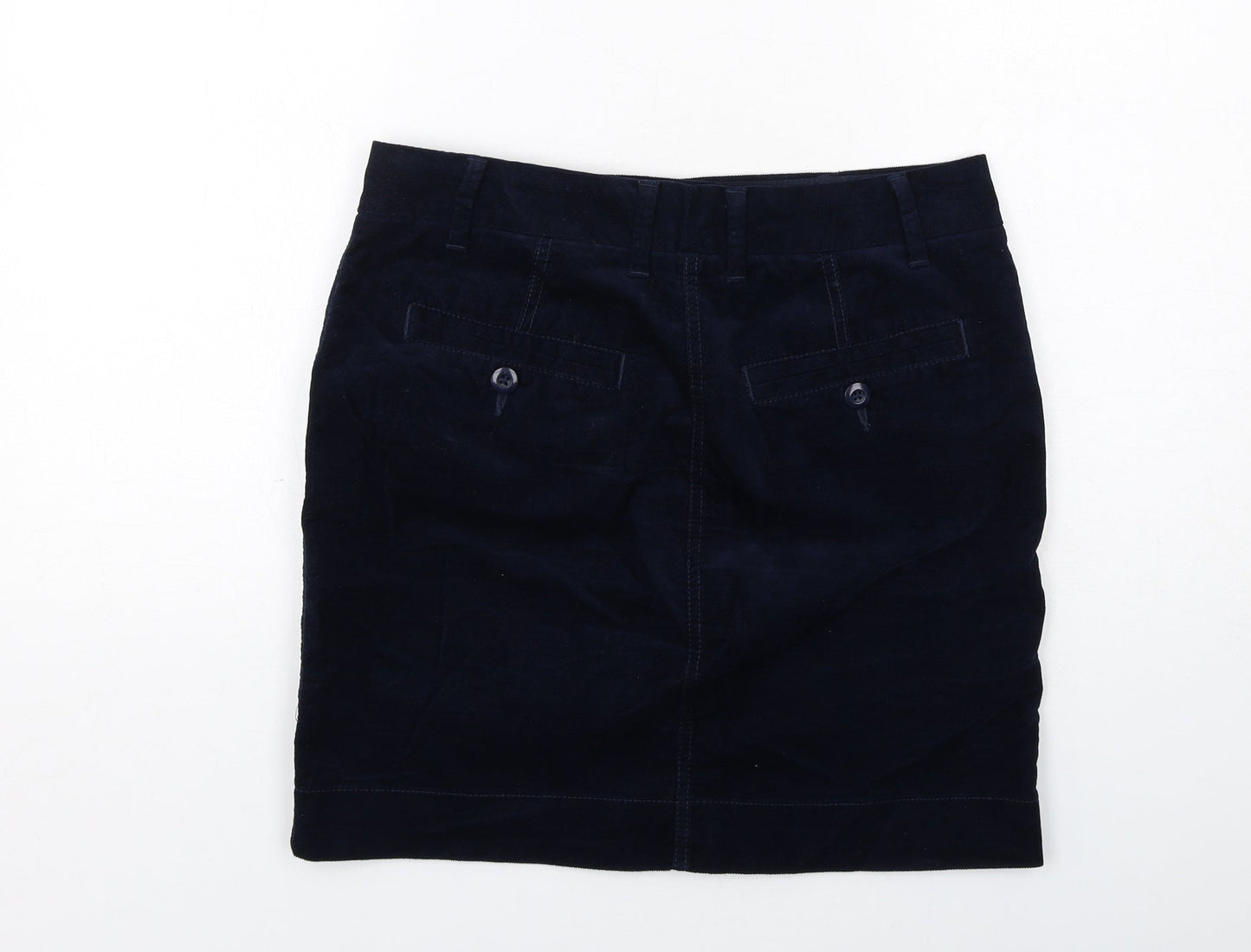 Marks and Spencer Womens Blue Cotton A-Line Skirt Size 10 Zip