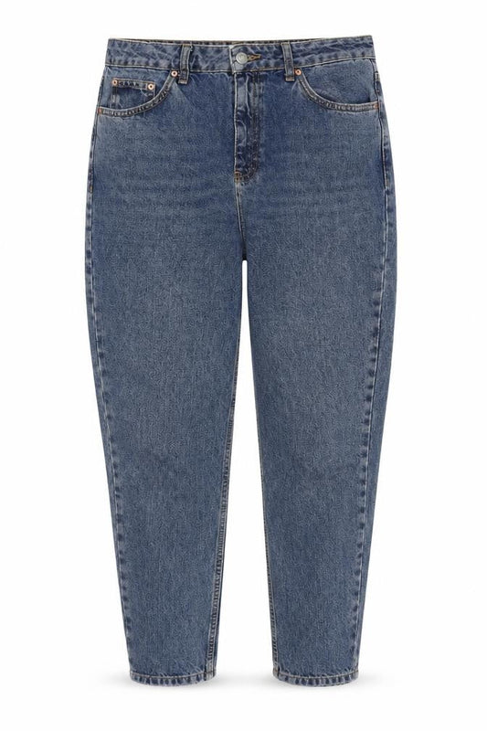 Topshop Womens Blue Cotton Tapered Jeans Size 30 in Regular Zip