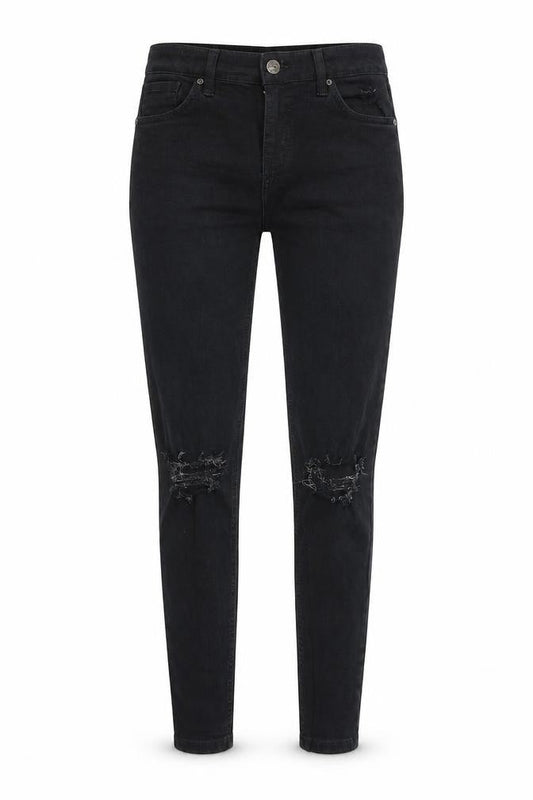 Topshop Womens Black Cotton Skinny Jeans Size 26 in Regular Zip