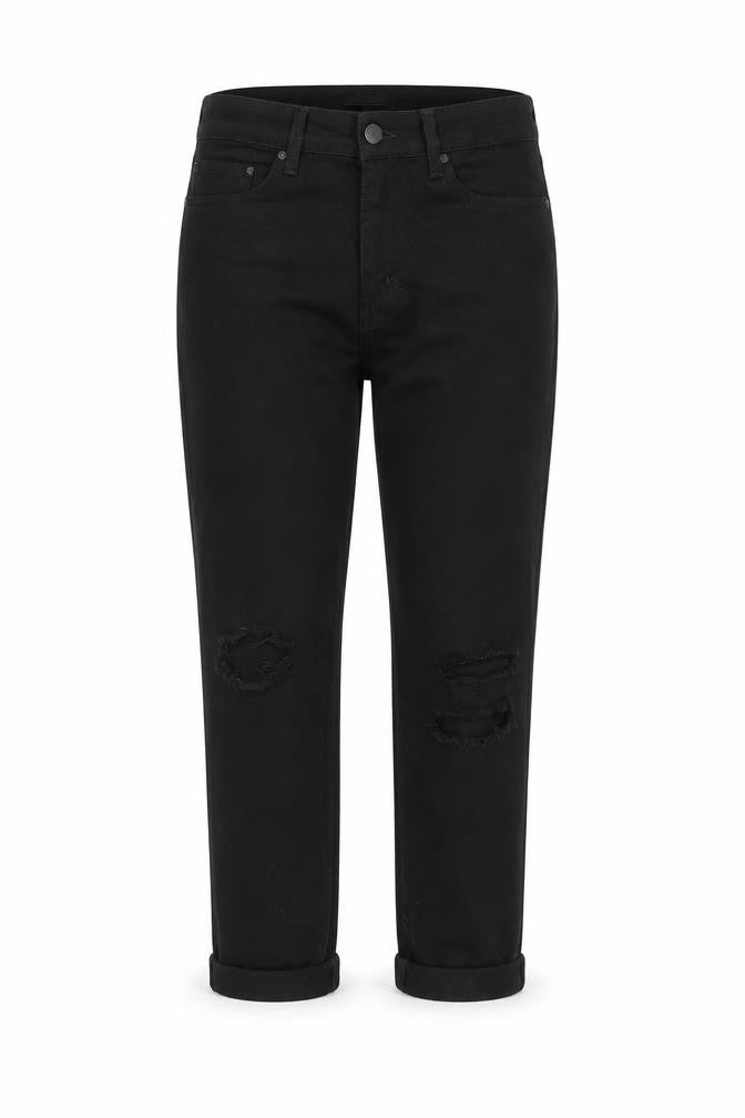 Uniqlo Womens Black Cotton Tapered Jeans Size 32 in Regular Zip