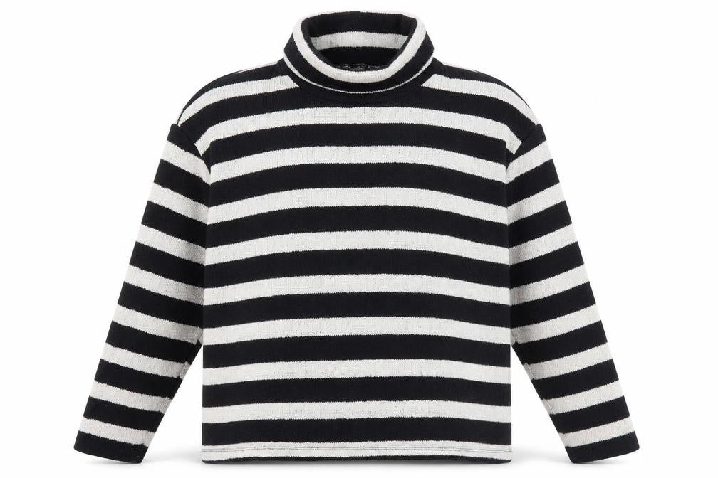 Zara Womens Black Mock Neck Striped Polyester Pullover Jumper Size M