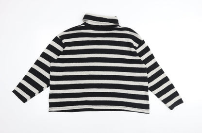 Zara Womens Black Mock Neck Striped Polyester Pullover Jumper Size M