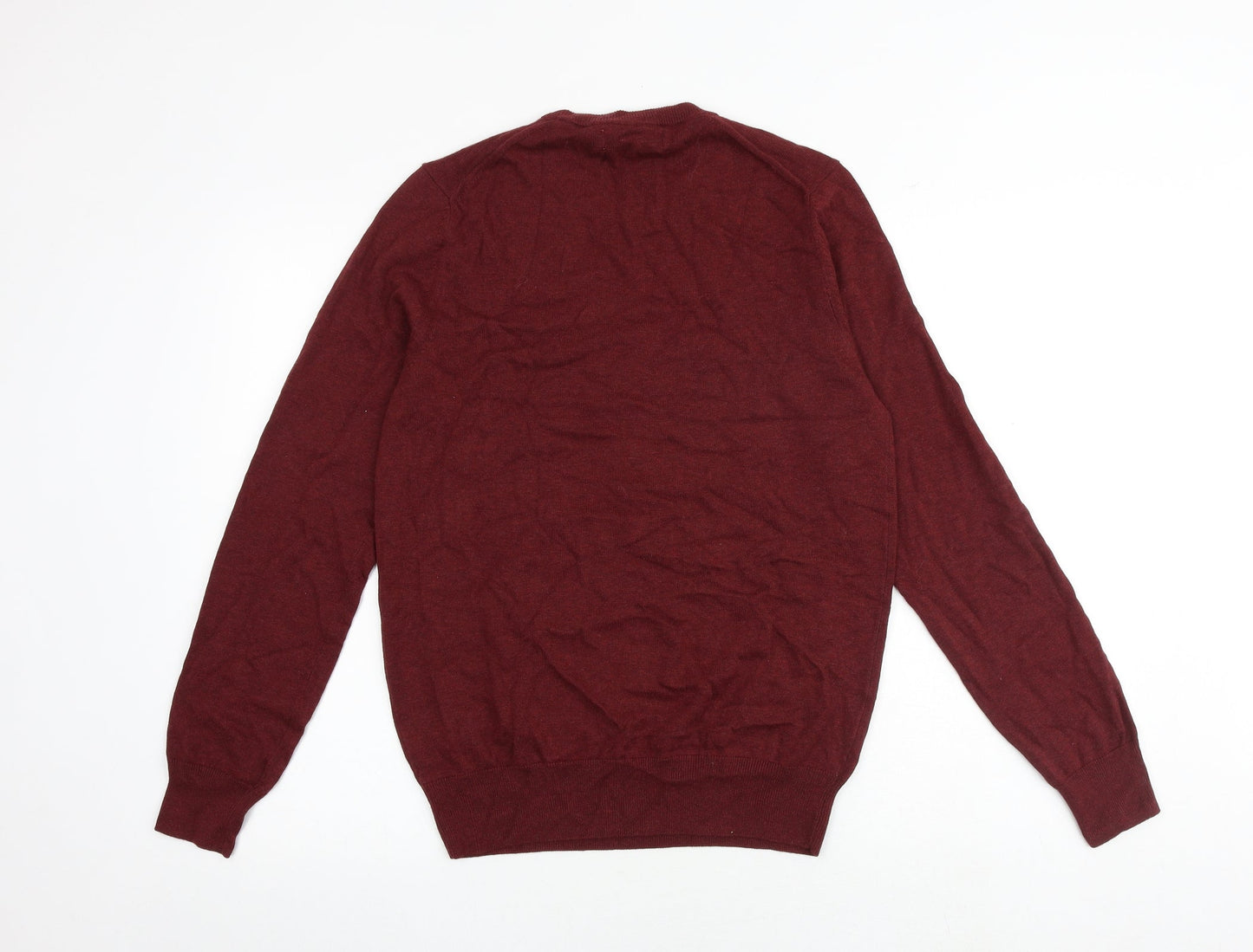 Marks and Spencer Womens Red Round Neck 100% Cotton Pullover Jumper Size S