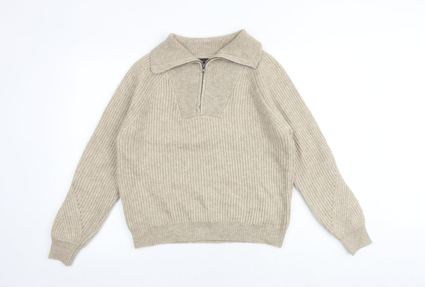 Marks and Spencer Womens Brown Mock Neck Acrylic Pullover Jumper Size M