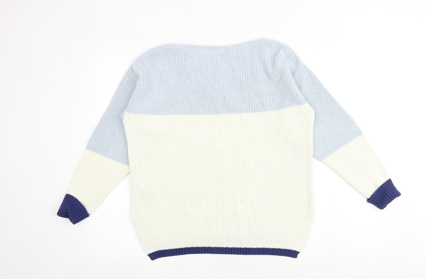 Marks and Spencer Womens Multicoloured Round Neck 100% Cotton Pullover Jumper Size M