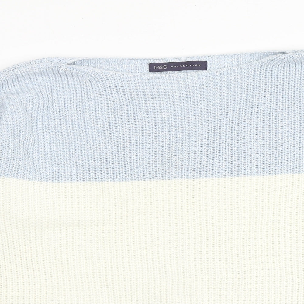 Marks and Spencer Womens Multicoloured Round Neck 100% Cotton Pullover Jumper Size M
