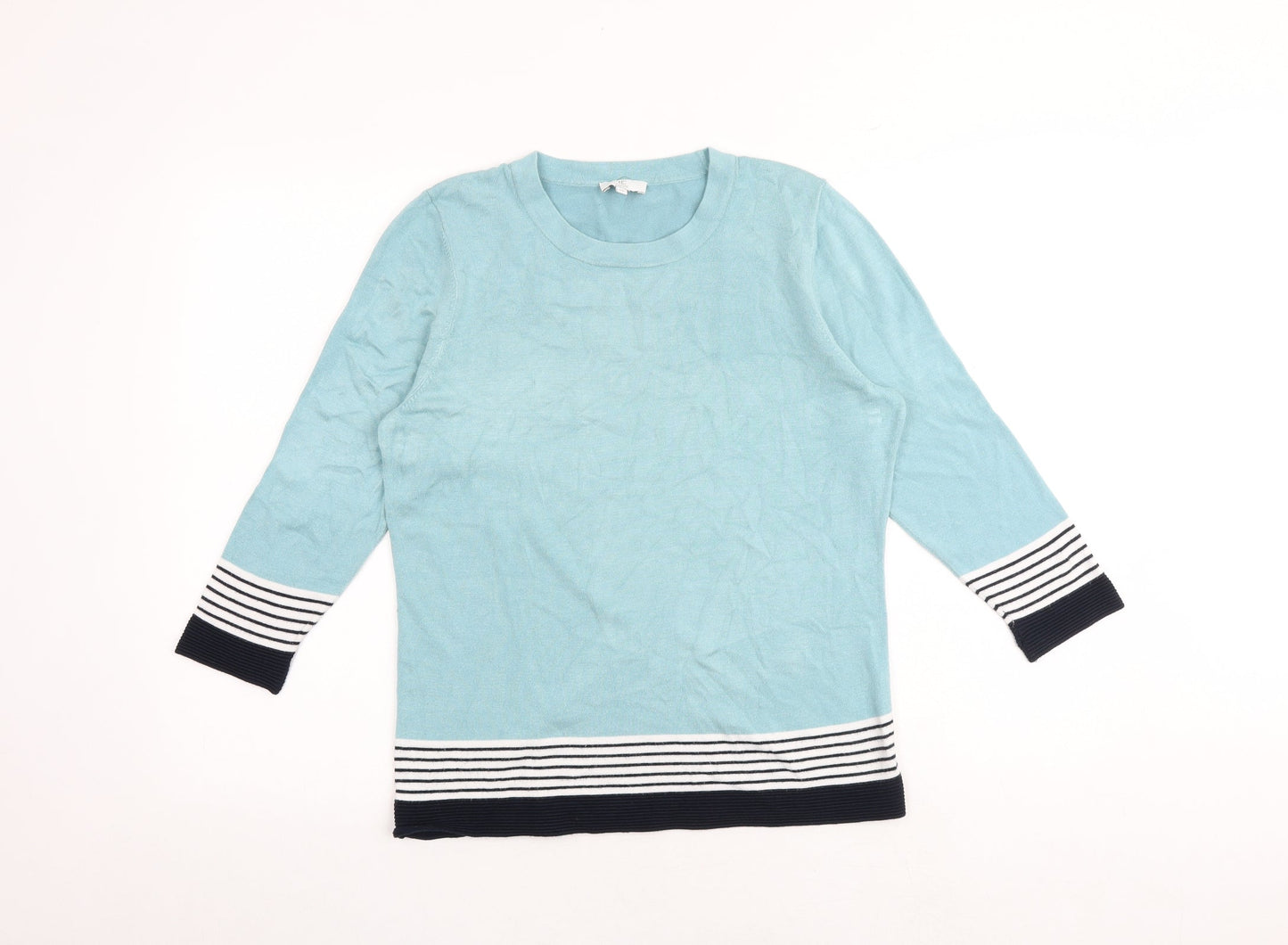 CC Womens Blue Round Neck Viscose Pullover Jumper Size M