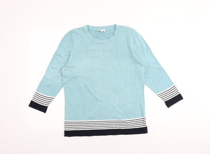 Country Casuals Womens Blue Round Neck Viscose Pullover Jumper Size M