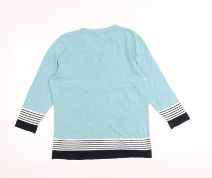 Country Casuals Womens Blue Round Neck Viscose Pullover Jumper Size M