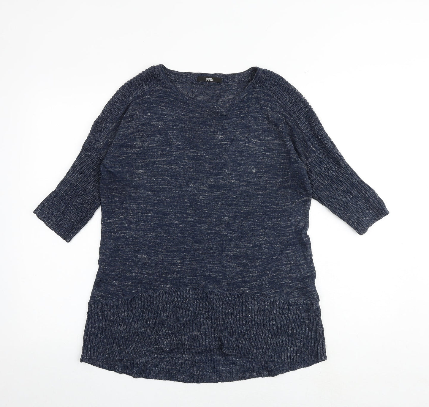 Marks and Spencer Womens Blue Round Neck Acrylic Pullover Jumper Size 8