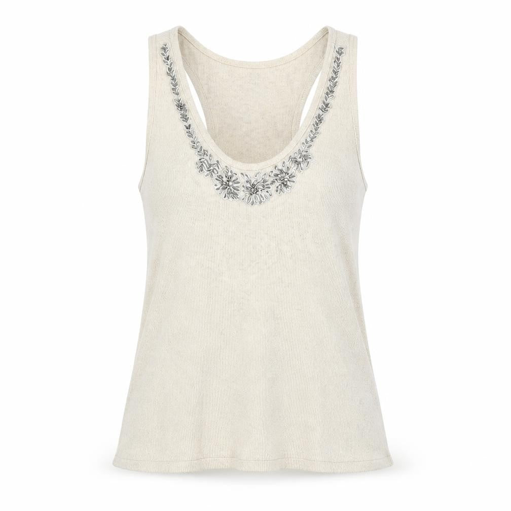 Marks & Spencer Womens Beige Cotton Basic Tank Size 10 Scoop Neck