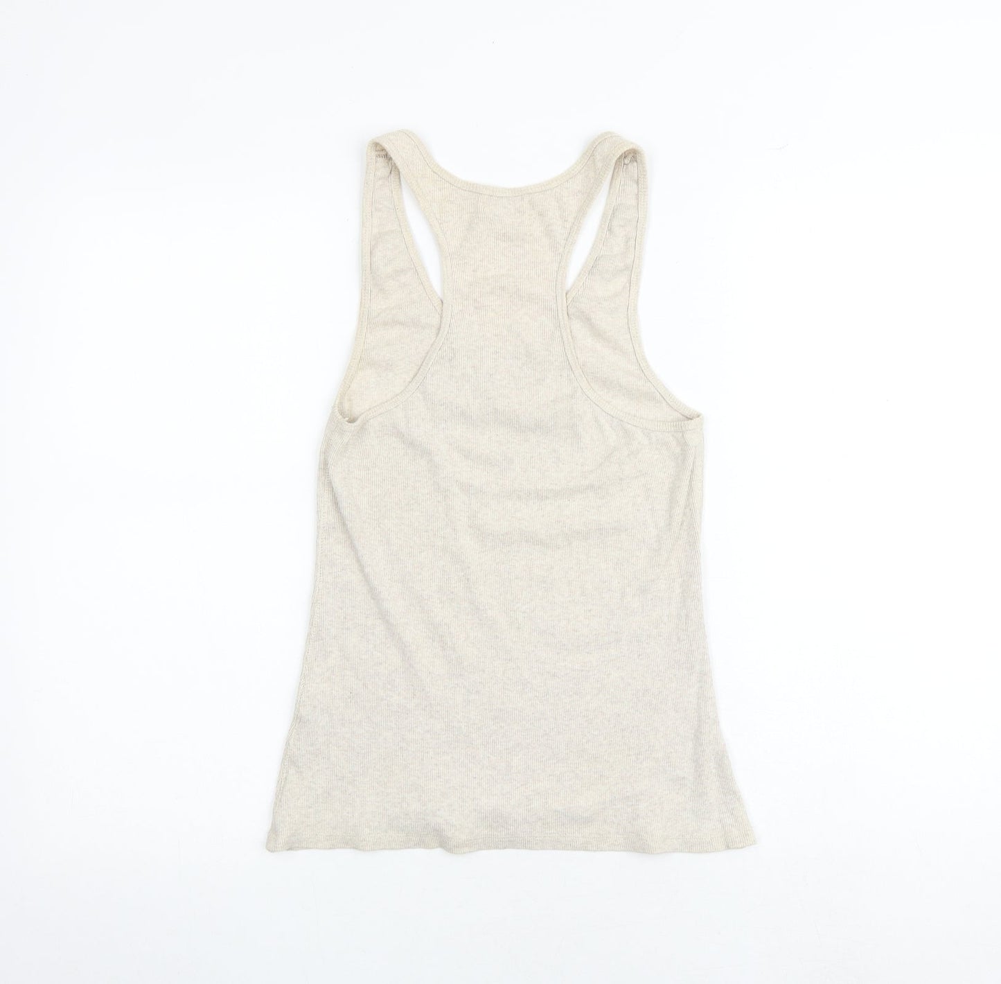 Marks and Spencer Womens Beige Cotton Basic Tank Size 10 Scoop Neck