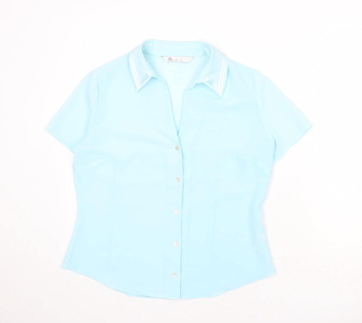 BHS Womens Blue Polyester Basic Button-Up Size 14 Collared