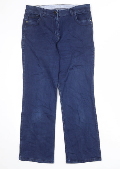 Classics Womens Blue Cotton Bootcut Jeans Size 32 in Regular Zip