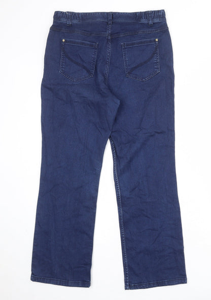 Classics Womens Blue Cotton Bootcut Jeans Size 32 in Regular Zip