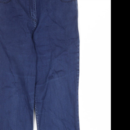 Classics Womens Blue Cotton Bootcut Jeans Size 32 in Regular Zip