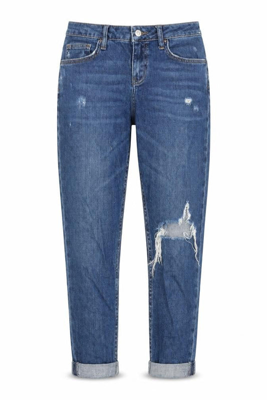 Topshop Womens Blue Cotton Tapered Jeans Size 28 in Regular Zip