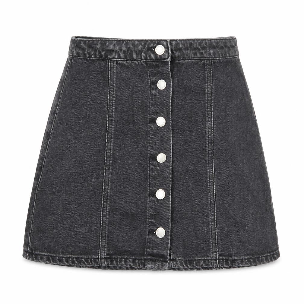 Miss Selfridge Womens Black Polyester A-Line Skirt Size 8 Button