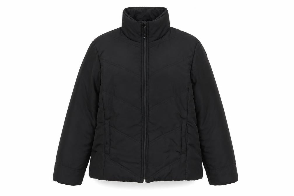 Essentials Womens Black Quilted Jacket Size 12 Zip