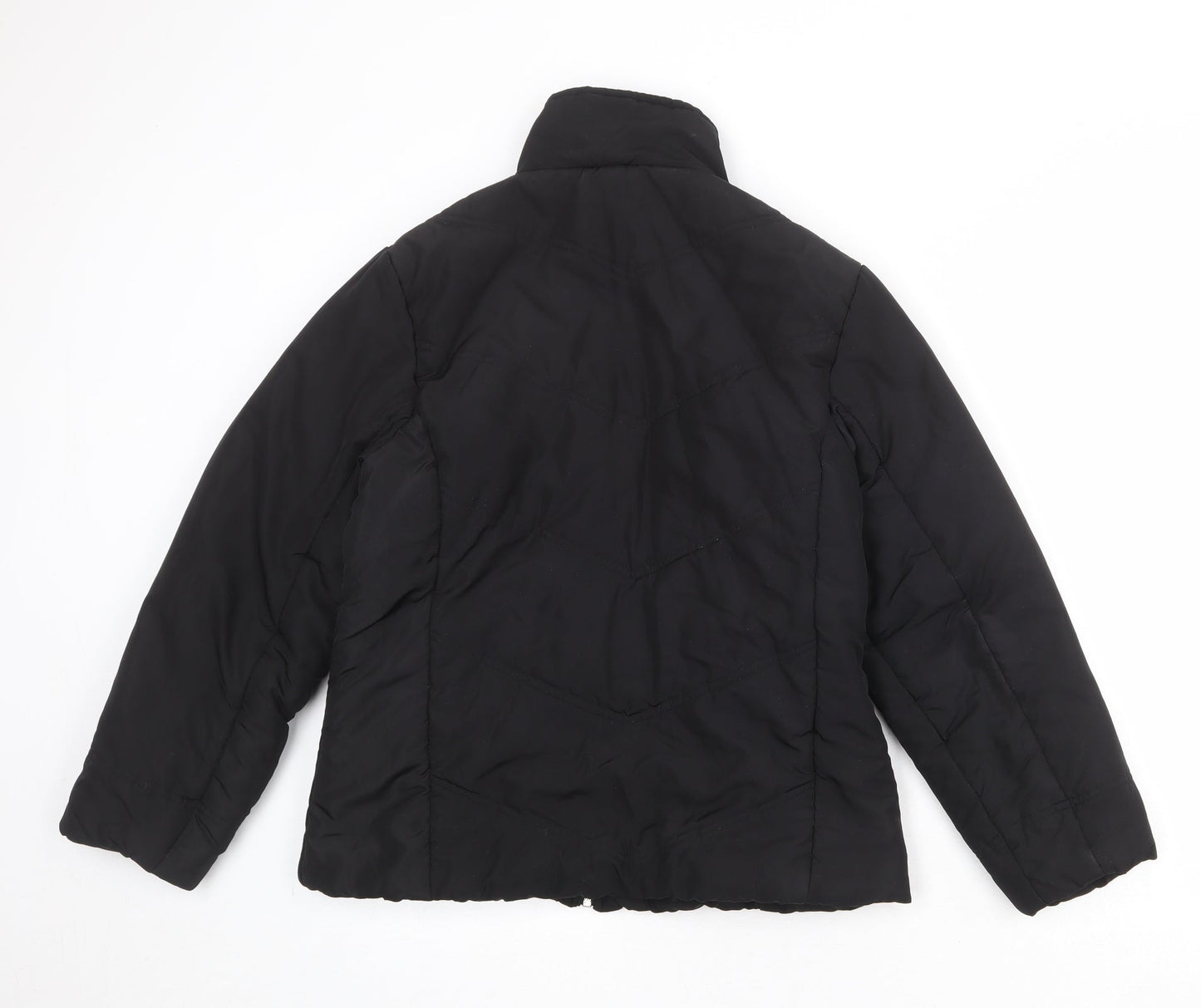 Essentials Womens Black Quilted Jacket Size 12 Zip