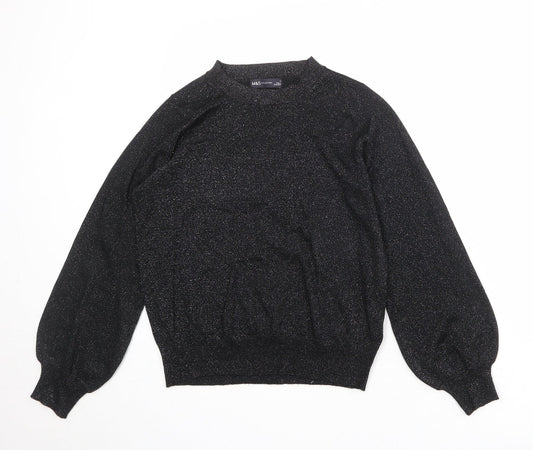 Marks and Spencer Womens Black Round Neck Viscose Pullover Jumper Size S
