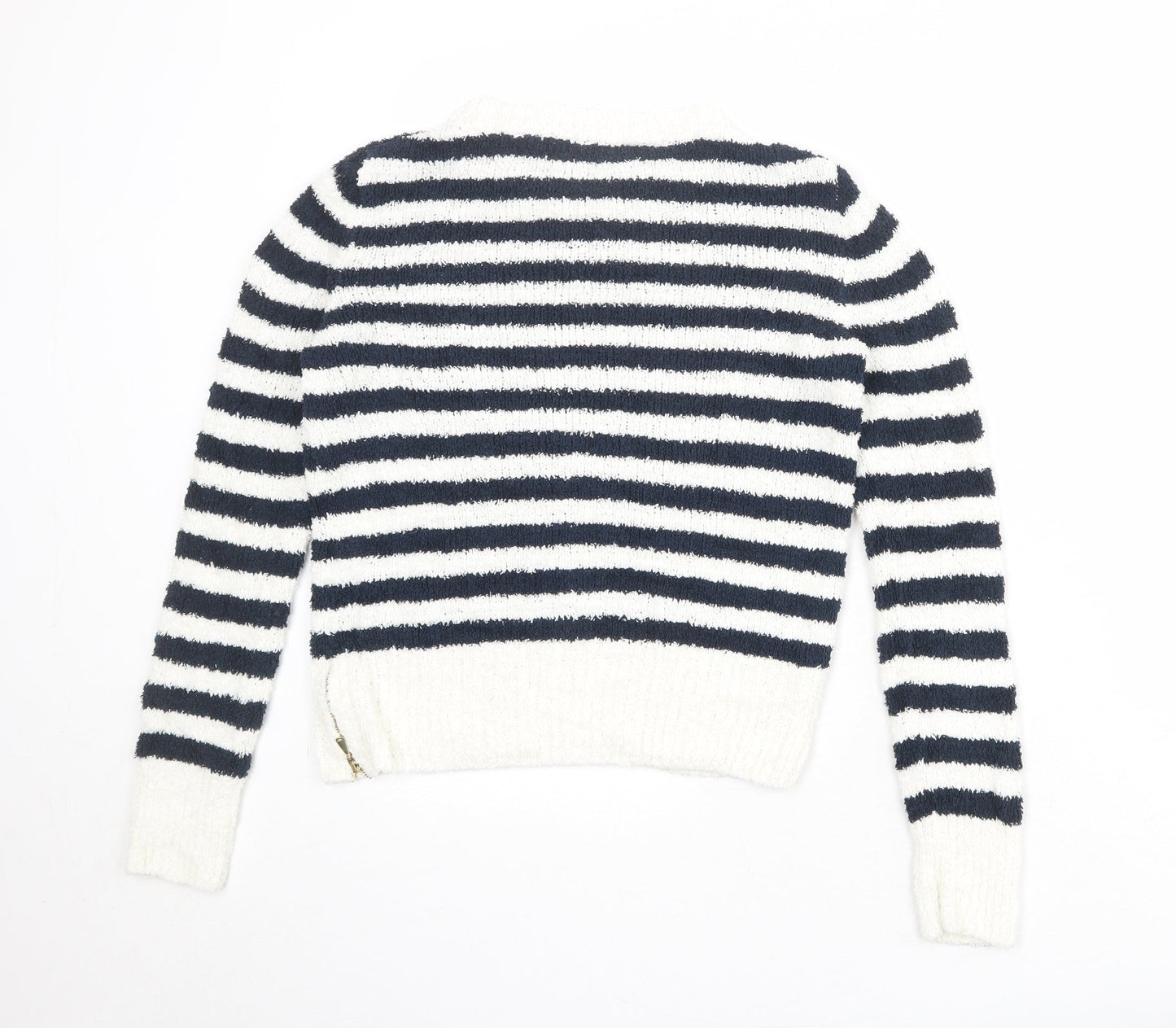 Marks and Spencer Womens Multicoloured Round Neck Striped Cotton Pullover Jumper Size M