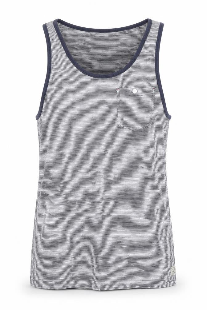 NEXT Womens Blue Striped 100% Cotton Basic Tank Size S Scoop Neck