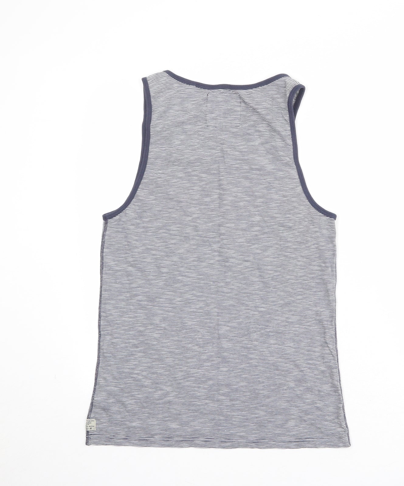 NEXT Womens Blue Striped 100% Cotton Basic Tank Size S Scoop Neck