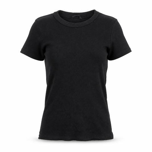 Monki Womens Black Polyester Basic T-Shirt Size S Crew Neck - Ribbed