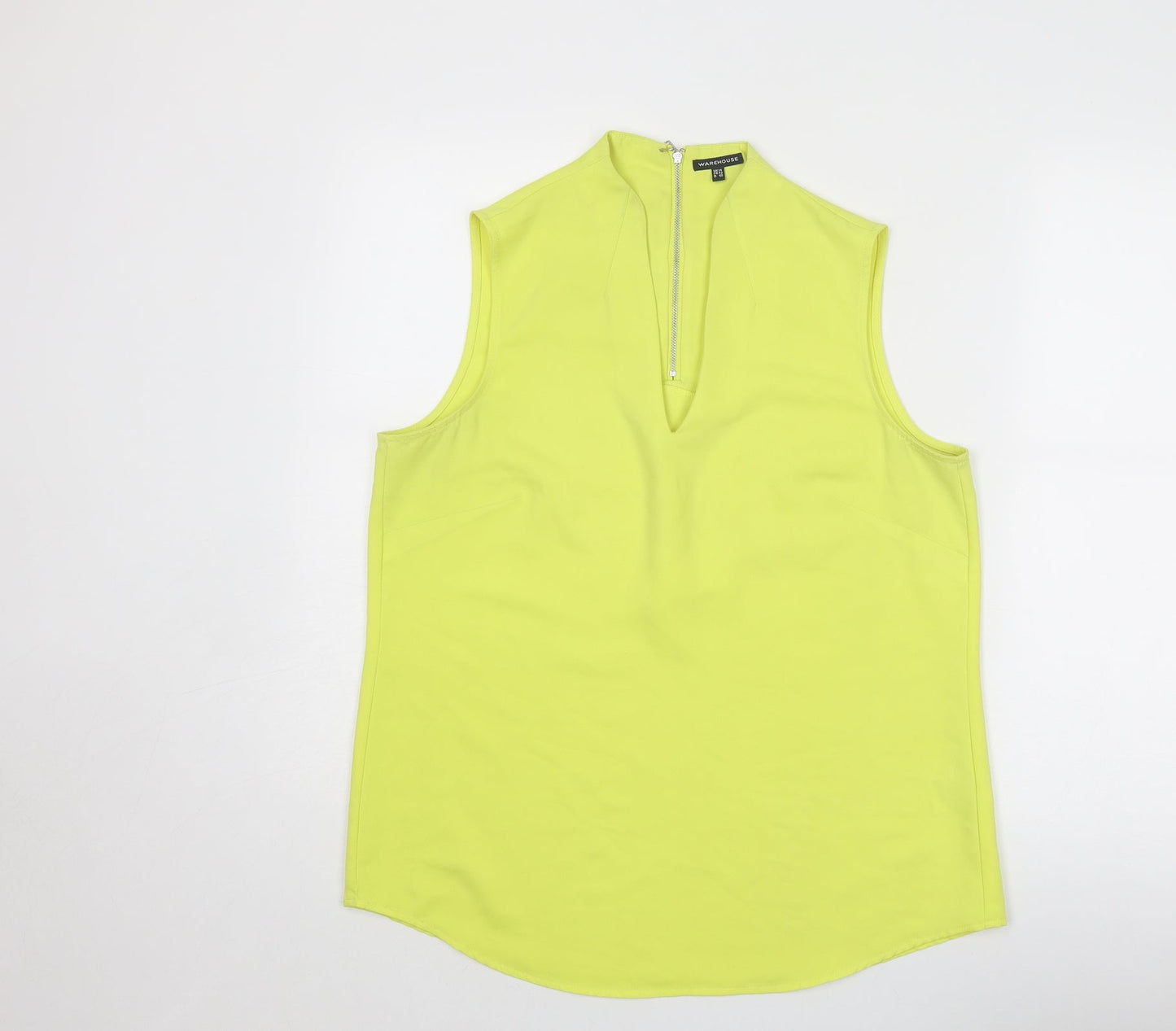 Warehouse Womens Yellow Polyester Basic Tank Size 14 V-Neck