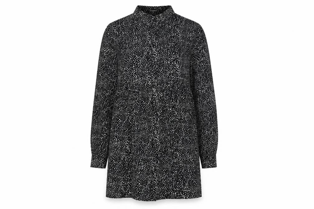 Missguided Womens Black Geometric Polyester Shirt Dress Size 8 Collared Button