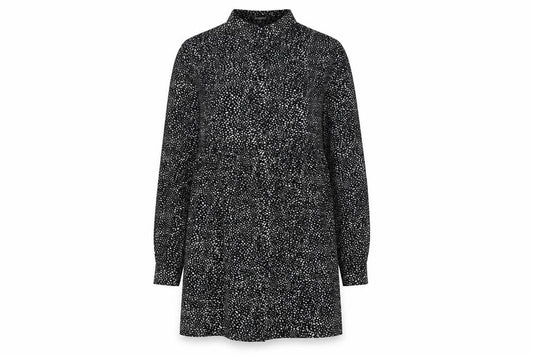 Missguided Womens Black Geometric Polyester Shirt Dress Size 8 Collared Button