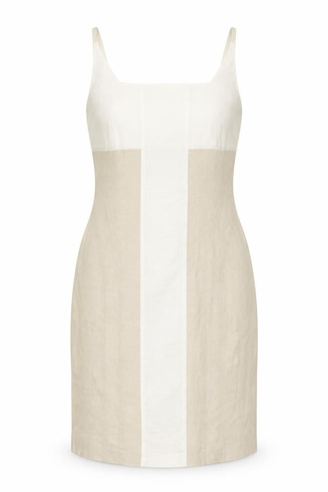 Umlauf & Klein Womens Beige Colourblock Polyester A-Line Size 16 Square Neck Zip