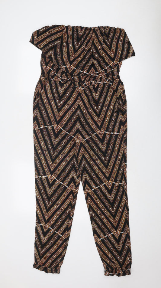ASTR Womens Multicoloured Geometric Polyester Jumpsuit One-Piece Size S Pullover