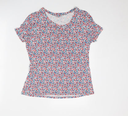 Classics Womens Multicoloured Geometric Polyester Basic Blouse Size 12 Round Neck