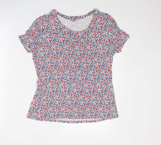 Classic Womens Multicoloured Geometric Polyester Basic Blouse Size 12 Round Neck
