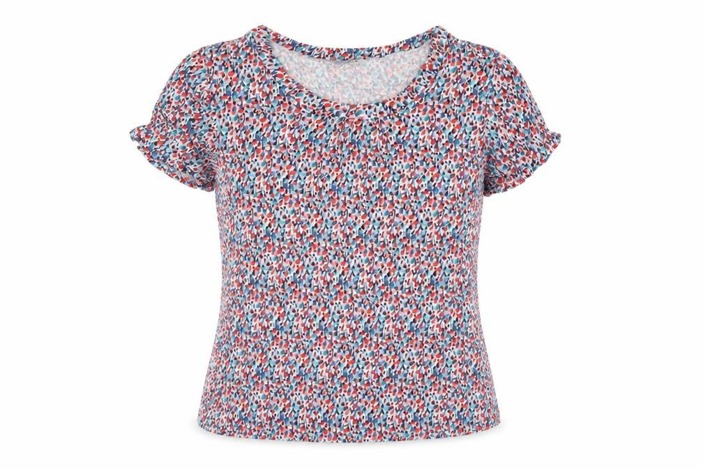 Classic Womens Multicoloured Geometric Polyester Basic Blouse Size 12 Round Neck