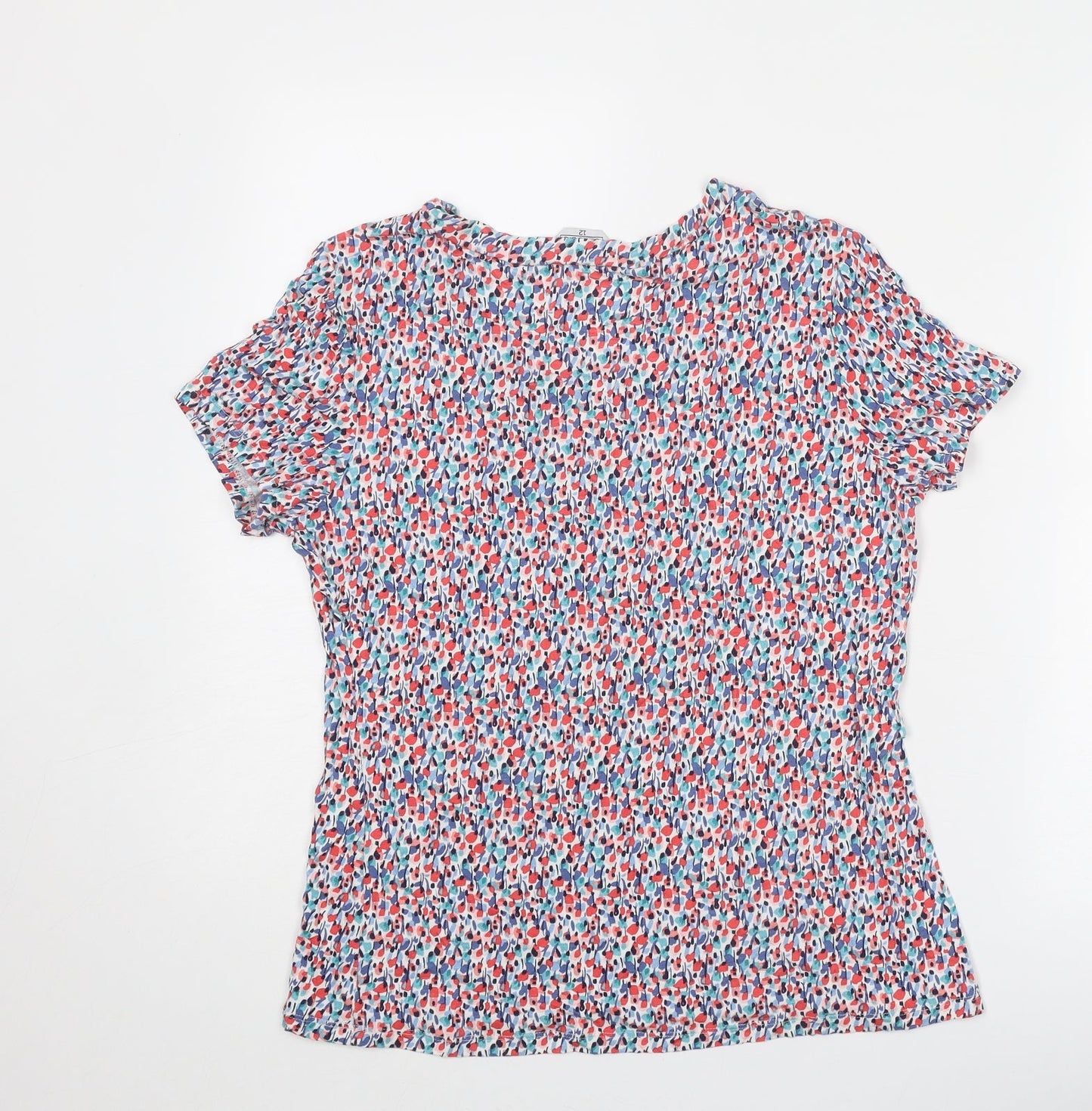 Classic Womens Multicoloured Geometric Polyester Basic Blouse Size 12 Round Neck