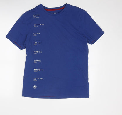 Marks & Spencer Womens Blue Polyester Basic T-Shirt Size M Round Neck