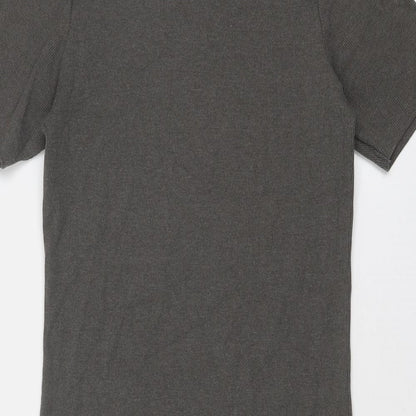 Brave Soul Womens Grey Cotton Bodycon Size M Mock Neck Pullover