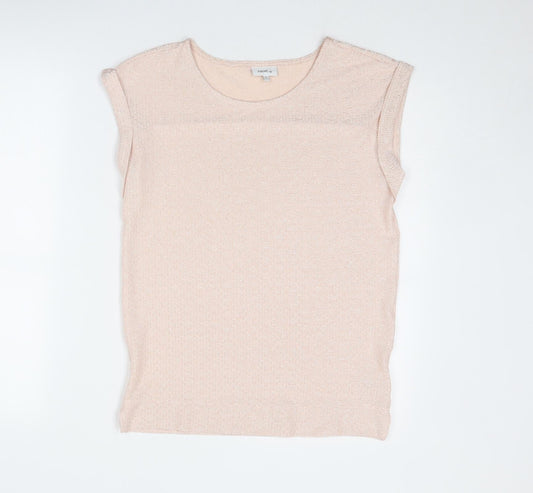 NEXT Womens Pink Polyester Basic Blouse Size 6 Round Neck