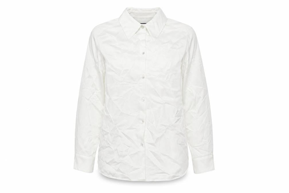 Marks & Spencer Womens Ivory Polyester Basic Button-Up Size 12 Collared