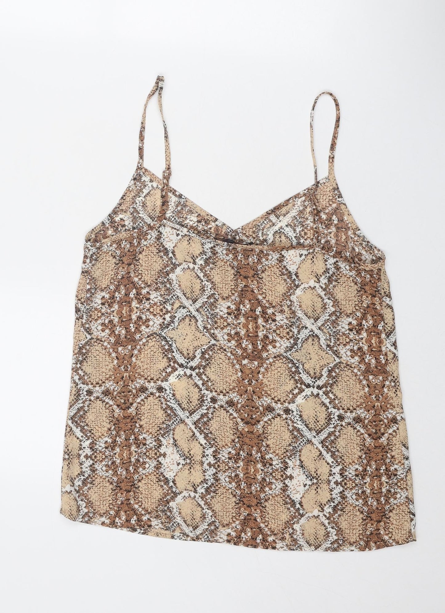 Marks and Spencer Womens Brown Animal Print Polyester Camisole Tank Size 8 V-Neck - Snake Skin Print