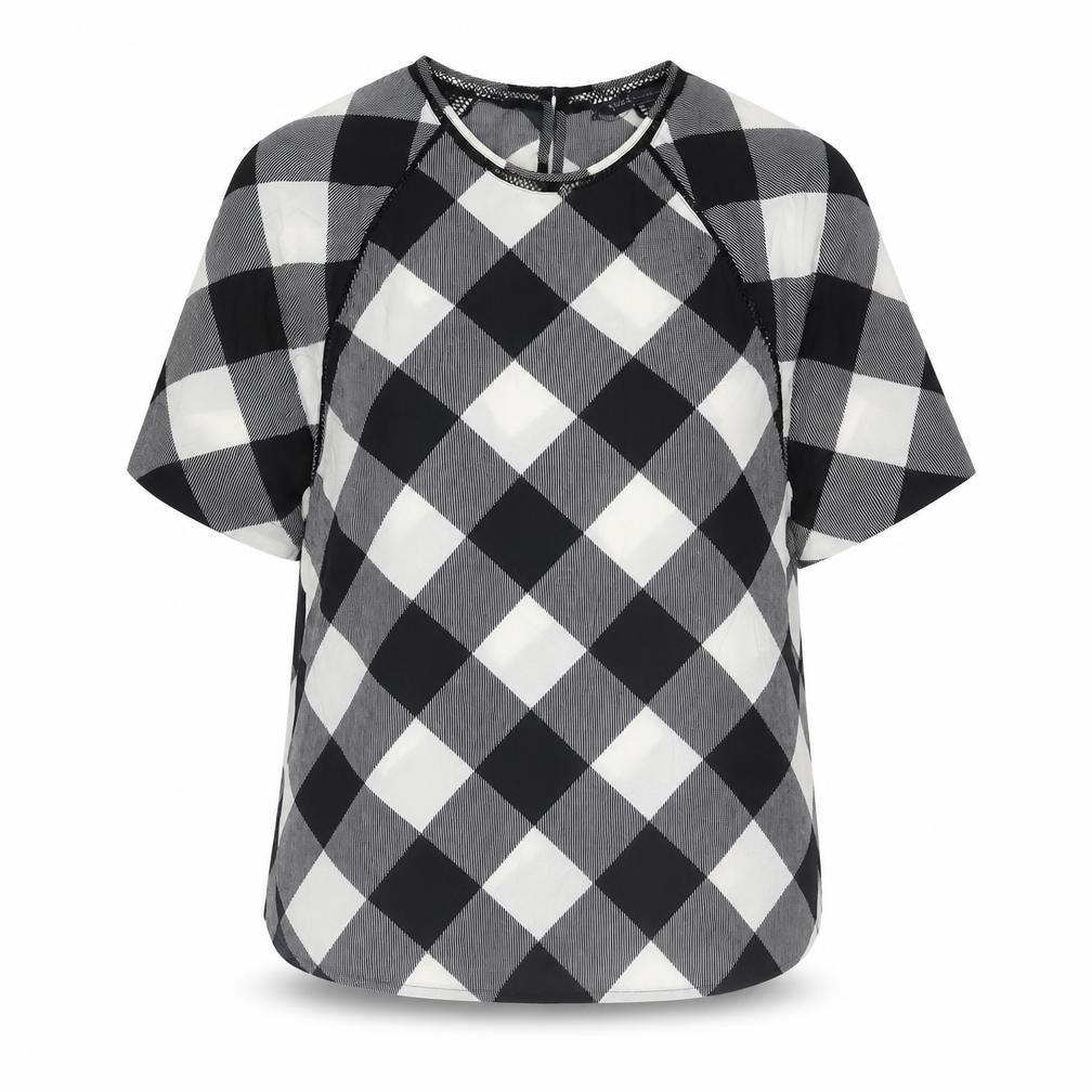Marks & Spencer Womens Black Geometric Polyester Basic Blouse Size 6 Round Neck